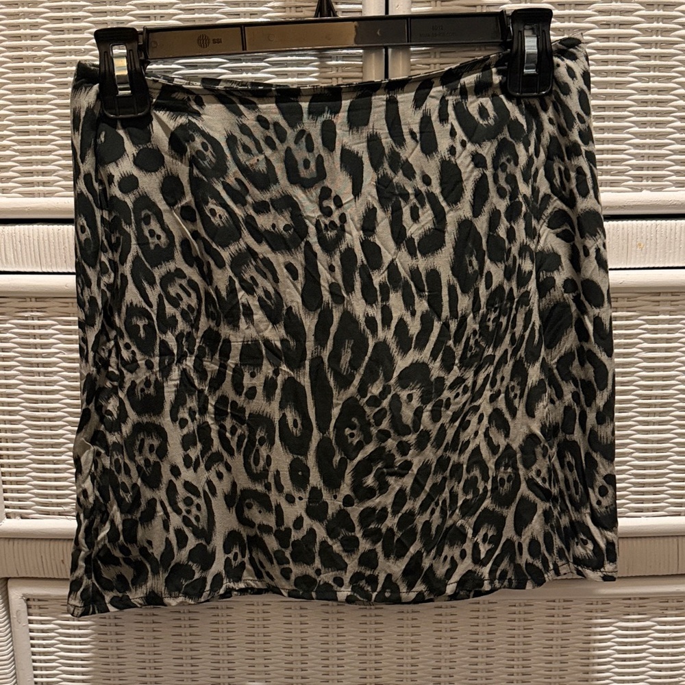 Motel Rocks Black and Gray Animal Print Mini Skirt